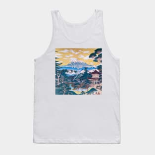 Japanese landscape with temple, impressionism style Tank Top